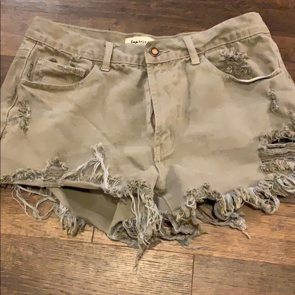Olive cut off shorts
